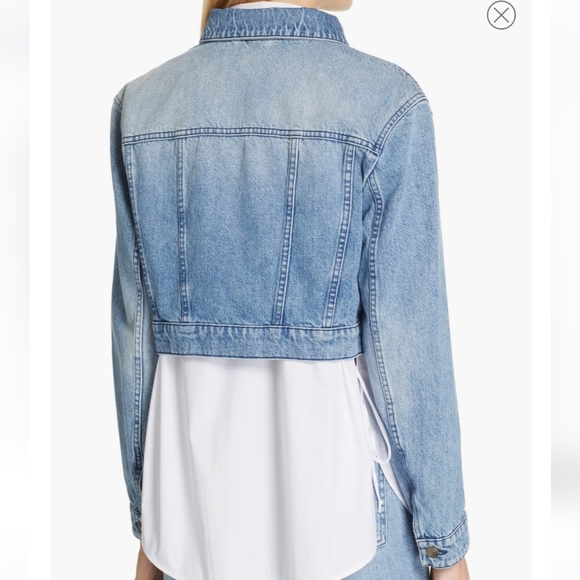 NWT Women's Hugo Boss Gelise Crop Blue Denim Jacket Size XL - Picture 4 of 15